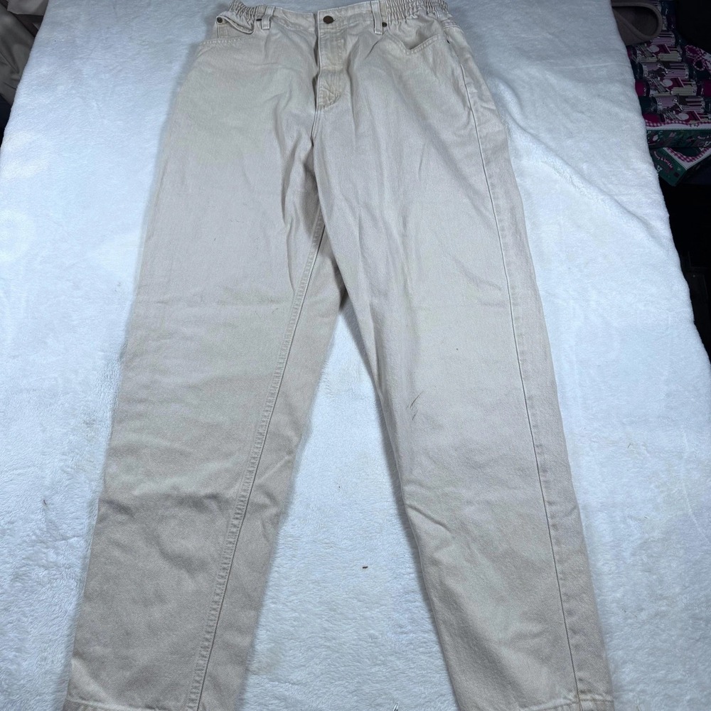 L.L.Bean Pants Womens 14 Khaki Original Fit Relaxed Elastic Waist Twill Casual